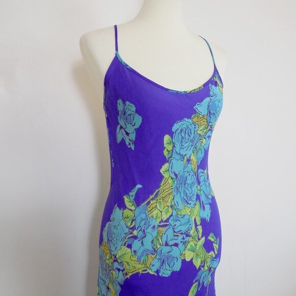 vintage betsey johnson dress floral rose print slip dress open back sexy summer - Picture 4 of 11